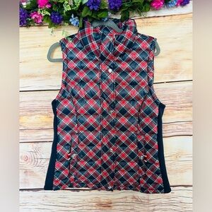 Tommy Hilfiger Women’s Navy Blue Red Plaid Quilted Puffer Vest Size M NWOT